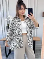 Сорочка жіноча оверсайз зебра біла