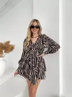 Сукня-комбінезон принтована зебра бежева