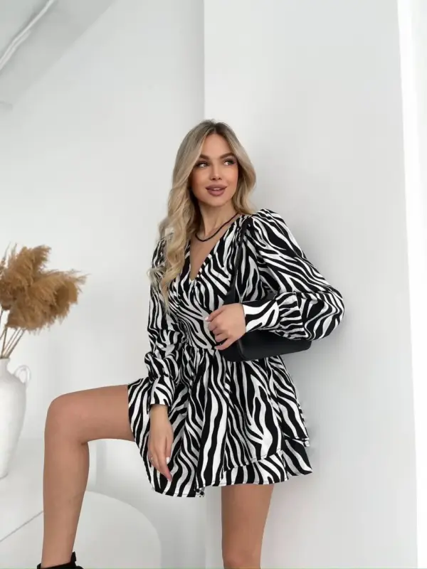 m527-syknya-kombinezon-zebra-black (2) Сукня-комбінезон принтована зебра чорна