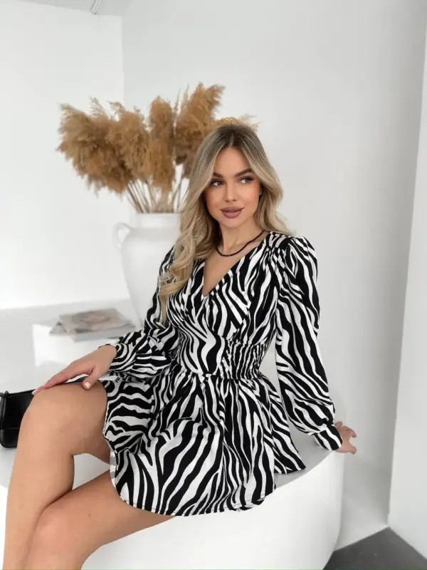 m527-syknya-kombinezon-zebra-black (4) Сукня-комбінезон принтована зебра чорна