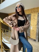 Пальто жіноче бежеве оверсайз