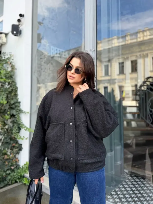 sc9028-bomber-oversize-black (1) Куртка бомбер жіноча чорна