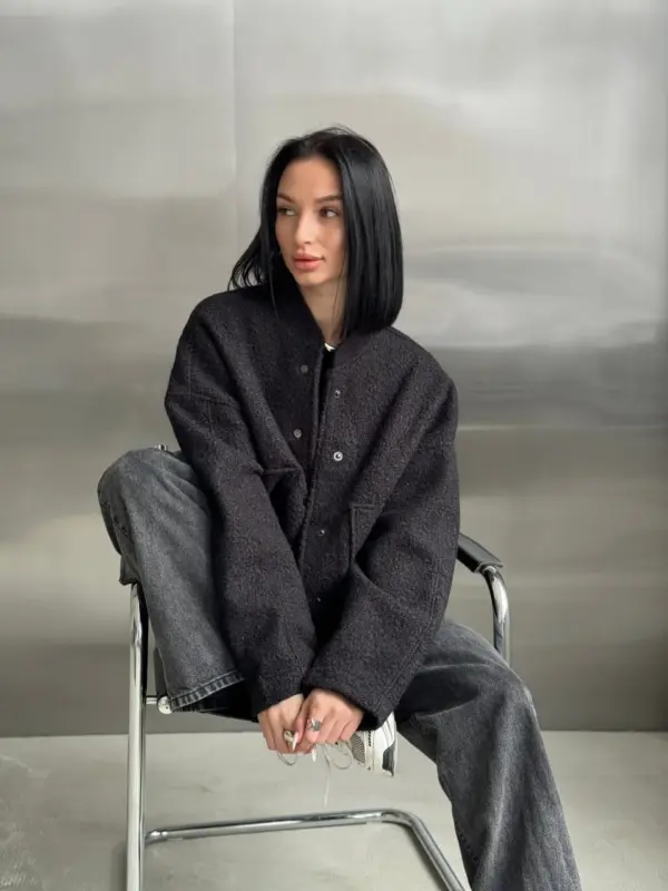 sc9028-bomber-oversize-black (2) Куртка бомбер жіноча чорна