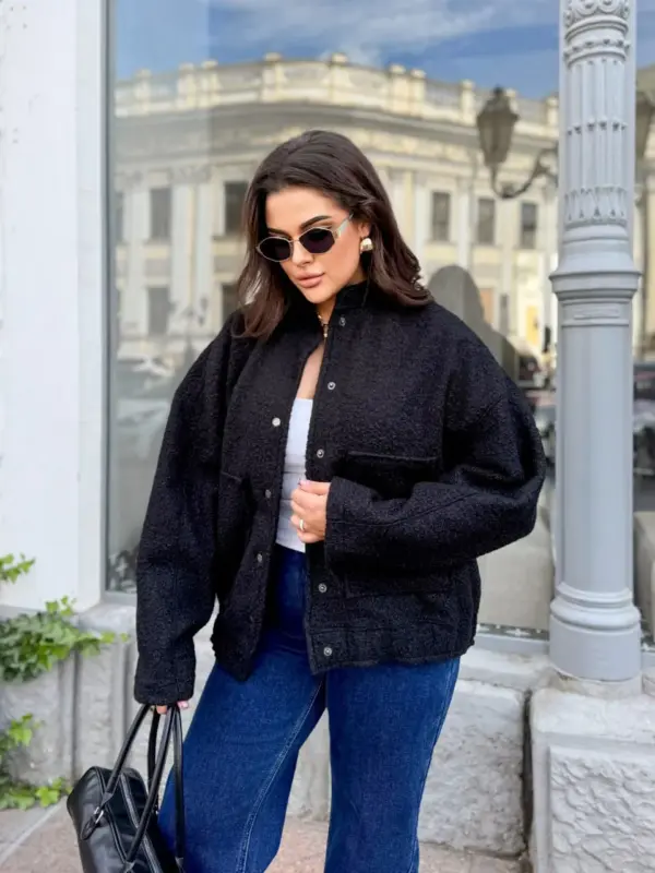 sc9028-bomber-oversize-black (4) Куртка бомбер жіноча чорна