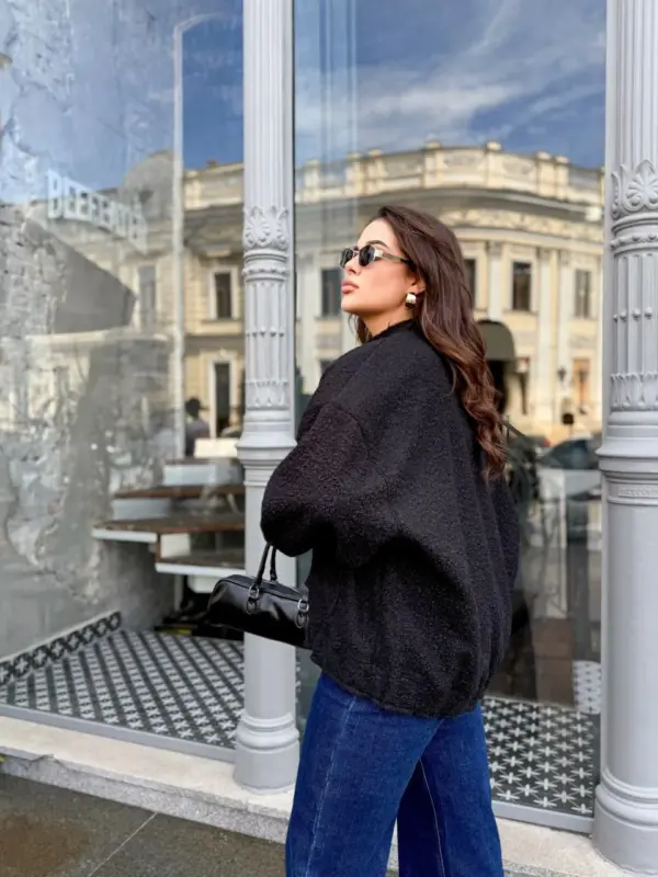 sc9028-bomber-oversize-black (8) Куртка бомбер жіноча чорна