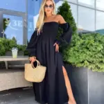 Довга муслінова сукня чорного кольору