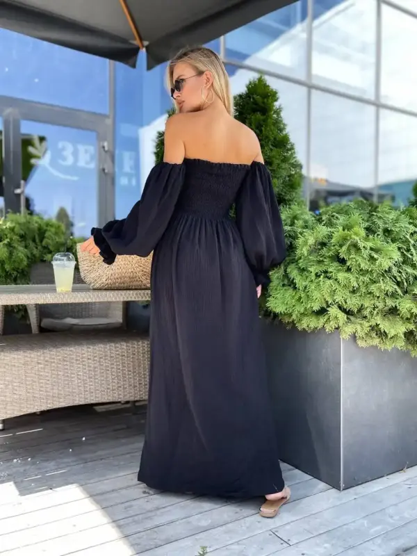 m462-syknya-myslin-black (6) Довга муслінова сукня чорного кольору