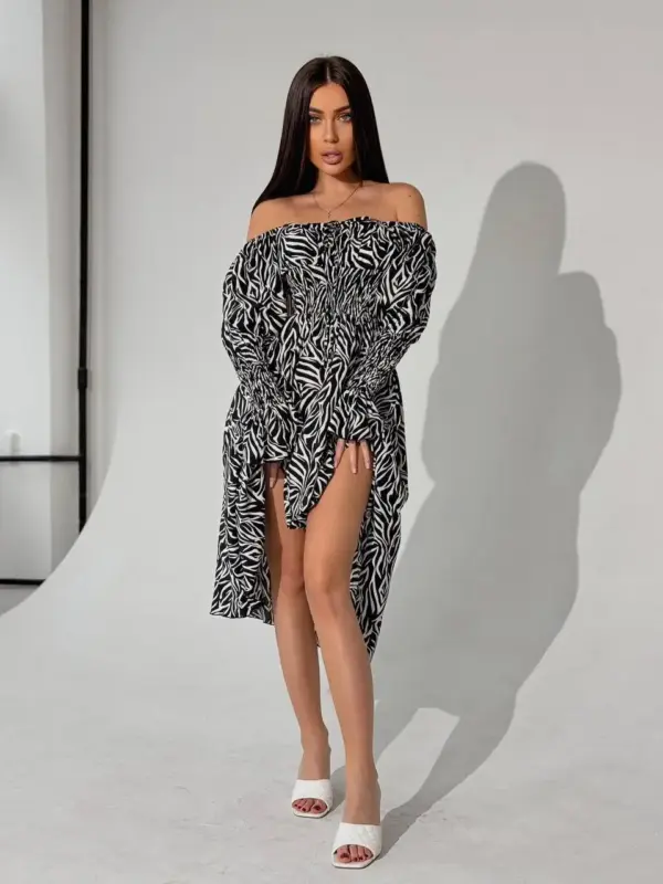 m525-2-zebra-black (12) Cукня міді зебра чорного кольору