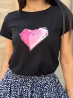 Футболка класична жіноча з принтом Сердце рожеве
