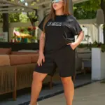 Жіночий спортивний костюм з шортами чорного кольору