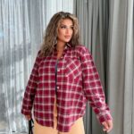 Cорочка жіноча в клітинку бордового кольору SS208
