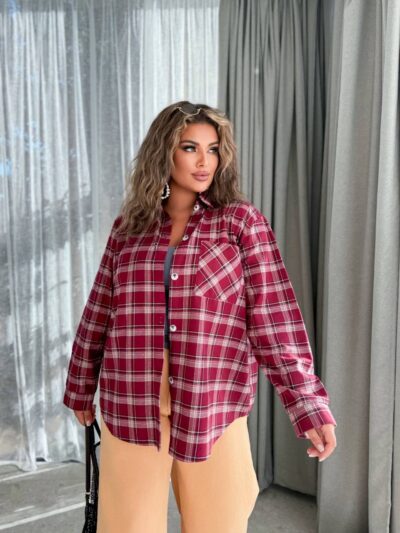 Cорочка жіноча в клітинку бордового кольору SS208