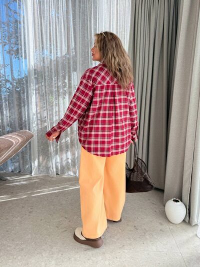 Cорочка жіноча в клітинку бордового кольору SS208