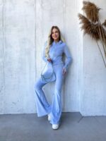 Костюм велюровий жіночий блакитного кольору М530