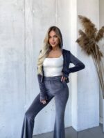 костюм велюровий жіночий графітового кольору М530