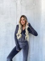 костюм велюровий жіночий графітового кольору М530