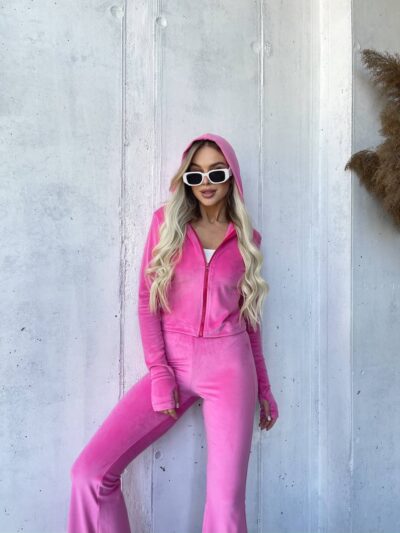 Костюм велюровий жіночий малинового кольору М530