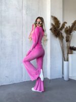 Костюм велюровий жіночий малинового кольору М530