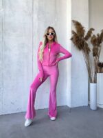 Костюм велюровий жіночий малинового кольору М530