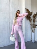 Костюм велюровий жіночий рожевогокольору М530
