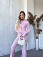 Костюм велюровий жіночий рожевогокольору М530