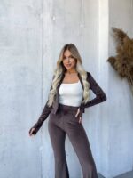 Костюм велюровий жіночий шоколадного кольору М530