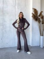 Костюм велюровий жіночий шоколадного кольору М530