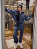 Костюм жіночий кофта з штанами турецька тринитка на флісі графітового кольору