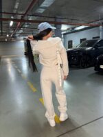 Костюм жіночий кофта з штанами турецька тринитка на флісі кольору сірий меланж