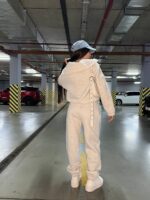 Костюм жіночий кофта з штанами турецька тринитка на флісі кольору сірий меланж