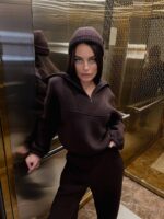 Костюм жіночий кофта з штанами турецька тринитка на флісі коричневого кольору