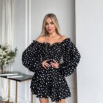 Літня сукня з штапелю чорного кольору — принт горох