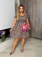 Літня сукня з штапелю кольору мокко з квітковим принтом