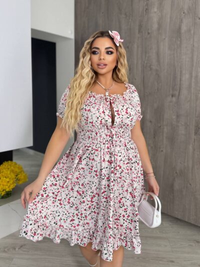 Літня сукня з супер софту в квітку білого кольору