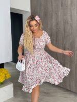 Літня сукня з супер софту в квітку білого кольору