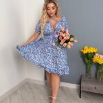 Літня сукня з супер софту в квітку блакитного кольору