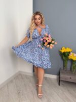 Літня сукня з супер софту в квітку блакитного кольору