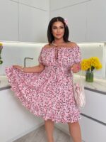 Літня сукня з супер софту в квітку рожевого кольору