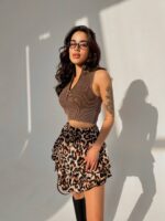 Міні спідниця з рюшами леопардового кольору М515