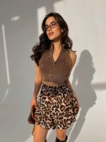 Міні спідниця з рюшами леопардового кольору М515