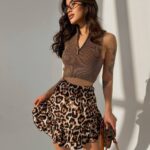 Міні спідниця з рюшами леопардового кольору М515