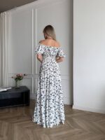 Сукня максі в підлогу біле в блакитну квітку