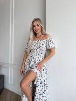 Сукня максі в підлогу біле в блакитну квітку