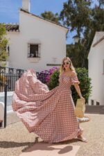 Сукня максі в підлогу білий горох на пудрі