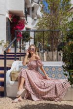 Сукня максі в підлогу білий горох на пудрі