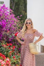 Сукня максі в підлогу білий горох на пудрі