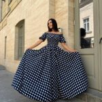 Сукня максі в підлогу білий горох на синьому