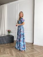Сукня максі в підлогу блакитне у квітку