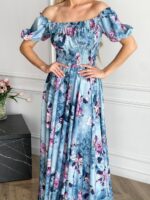 Сукня максі в підлогу блакитне у квітку