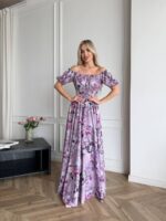 Сукня максі в підлогу бузкове квітку